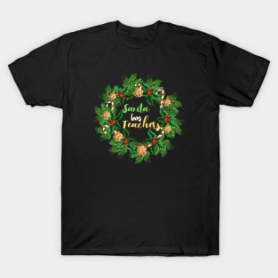 Funny Christmas Santa Loves Teachers T-Shirt